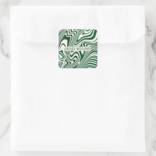 Sticker Carré Motif Abstrait Retro Green