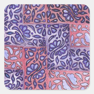 Sticker Carré Motif Abstrait violet et rose