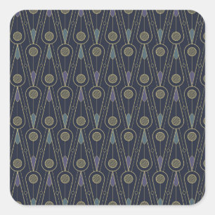 Sticker Carré Motif Art Déco avec des formes géométriques en or