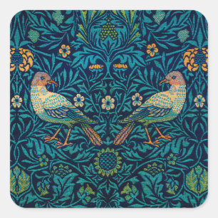 Sticker Carré Motif Art Nouveau floral de William Morris Oiseaux
