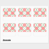 Sticker Carré motif aux fleurs roses (Feuille)
