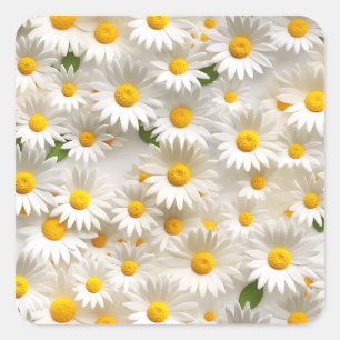 Sticker Carré Motif blanc 3D Daisy