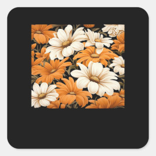 Sticker Carré motif blanc - whimsigoth cottagecore fleur sauvage