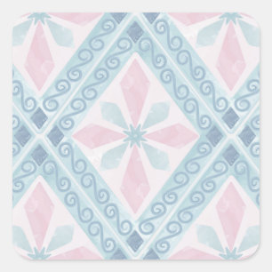 Sticker Carré motif bleu en forme de diamant
