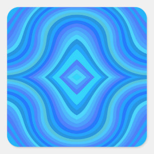 Sticker Carré Motif bleu rétro