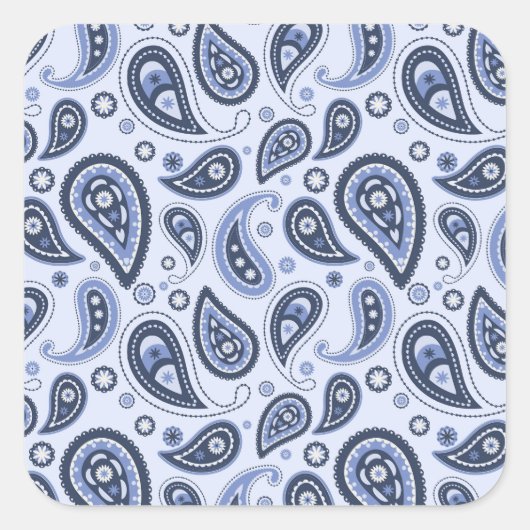 Sticker Carré Motif Blue Paisley (Devant)