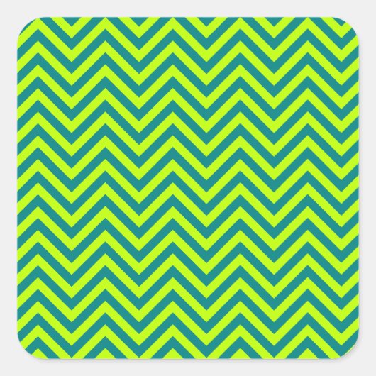 Sticker Carré Motif Chevron turquoise et Lime Green (Devant)