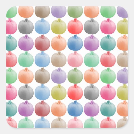 Sticker Carré Motif citrouille coloré (Devant)