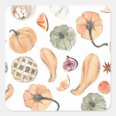 Sticker Carré Motif Citrouille couleur aquarelle | Vibes d'autom (Devant)