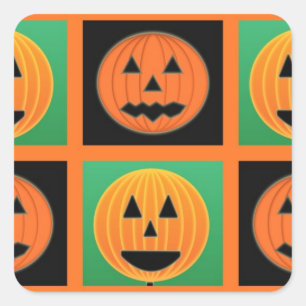 Sticker Carré Motif citrouille Halloween