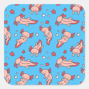 Sticker Carré Motif couleur de carton axolotl sous-marin