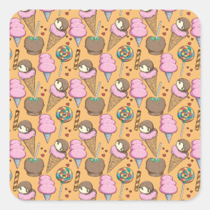 Sticker Carré Motif crème glacée motif Lollies lollipop 26