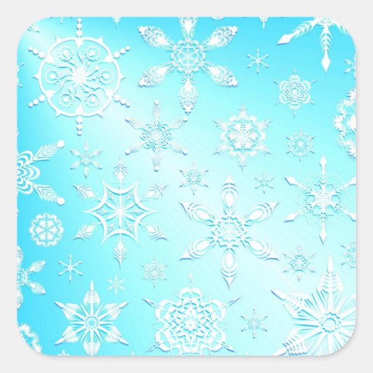 Sticker Carré Motif Crystal Snowflakes (Devant)