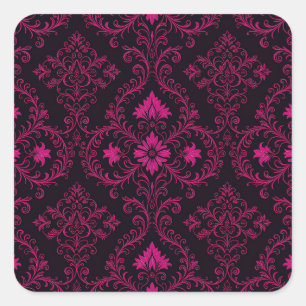Sticker Carré Motif damassé gothique violet et noir