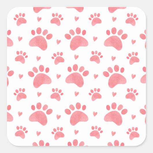 Sticker Carré Motif d'aquarelle Cat Paws (Devant)
