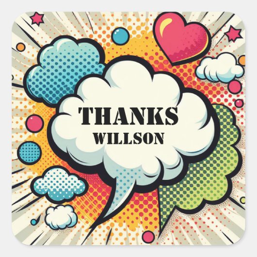 Sticker Carré Motif de bulle de la bande dessinée (Devant)