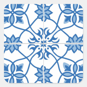 Sticker Carré Motif de carreaux portugais vintage Azulejo
