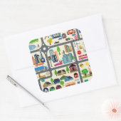 Sticker Carré Motif de carte de ville (Enveloppe)