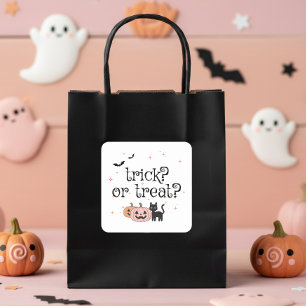 Sticker Carré Motif de chat noir pour Halloween Trick or Treat I