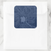 Sticker Carré Motif de circuit Geek bleu (Sac)
