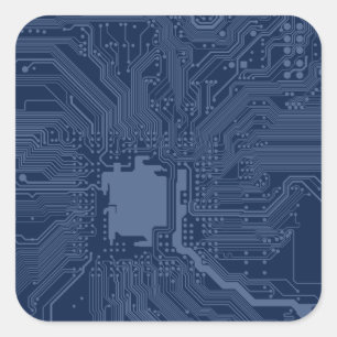 Sticker Carré Motif de circuit Geek bleu