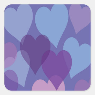 Sticker Carré Motif de Coeurs Violets (6), Coeurs Romantiques Do