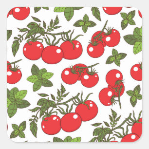 Sticker Carré Motif de cuisine sans couture Tomato Basil