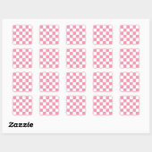 Sticker Carré Motif de damier rose blanc (Feuille)