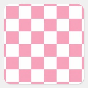 Sticker Carré Motif de damier rose blanc