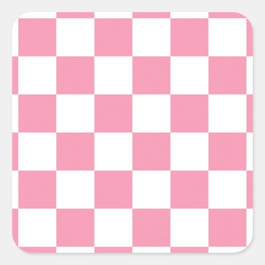 Sticker Carré Motif de damier rose blanc (Devant)