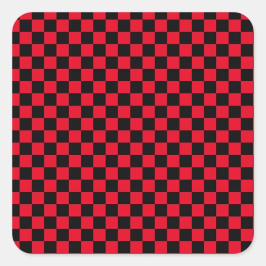 Sticker Carré motif de damier rouge noir (Devant)