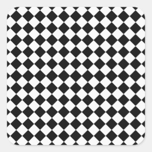 Sticker Carré Motif de diamants noir et blanc par Shirley Taylor