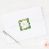 Sticker Carré Motif de feuilles tropicales à l'aquarelle sur fon (Enveloppe)