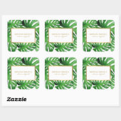 Sticker Carré Motif de feuilles tropicales de Monstera à l'aquar (Feuille)