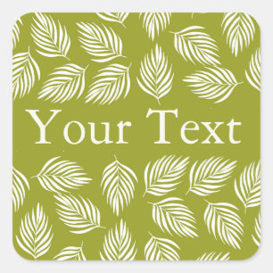 Sticker Carré Motif de feuilles vert citron décoratif avec texte