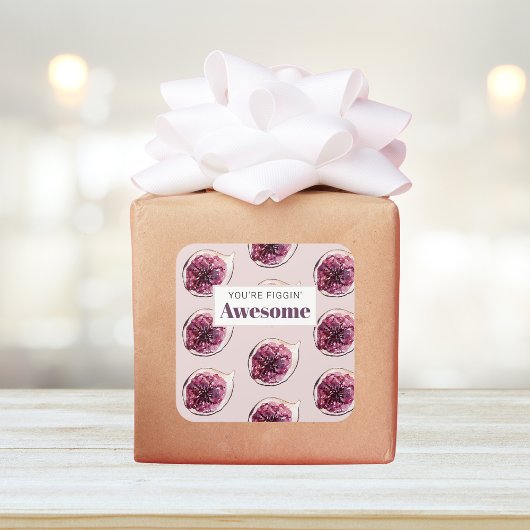 Sticker Carré Motif de Fig violet moderne & Vous êtes Figgin' Aw