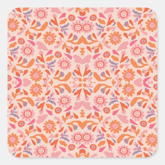 Sticker Carré Motif de fleurs (Devant)