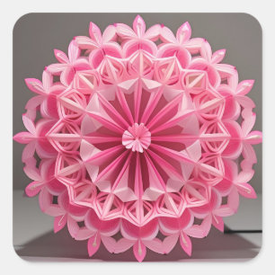 Sticker Carré Motif de fleurs en papier élégant – Décoration fém