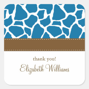 Sticker Carré Motif de Giraffe Bleue
