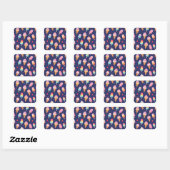 Sticker Carré Motif de glace, popsicles et cerises (Feuille)