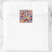 Sticker Carré Motif de jardin floral de pensées printanières lum (Sac)