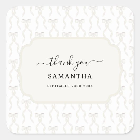 Sticker Carré Motif de la Bow blanche Aquarelle (Devant)