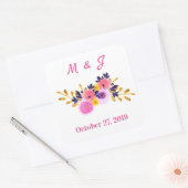 Sticker Carré Motif de Mariage Floral Rustique (Enveloppe)