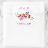 Sticker Carré Motif de Mariage Floral Rustique (Sac)