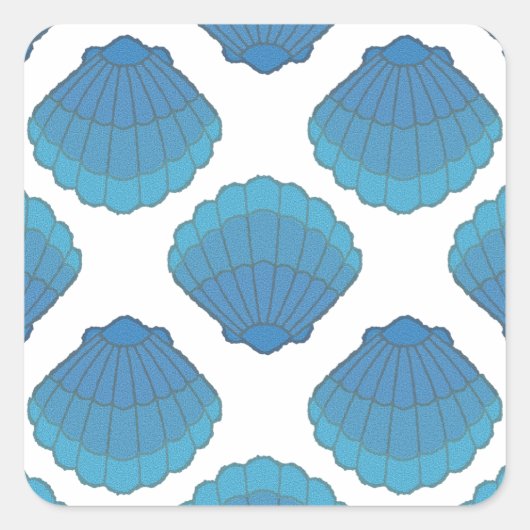 Sticker Carré Motif de mosaïque Blue Seashell (Devant)