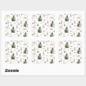 Sticker Carré Motif de Noël branché | Aquarelle (Feuille)