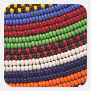 Sticker Carré Motif de perles tribales Massai
