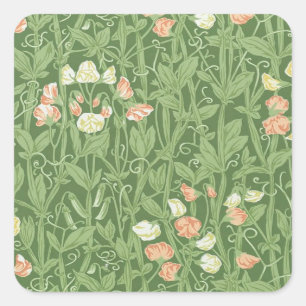 Sticker Carré Motif de pois de senteur William Morris, botanique