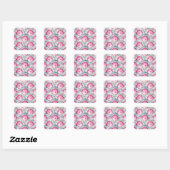 Sticker Carré Motif de poisson rose (Feuille)