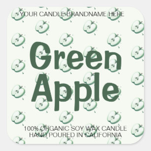 Sticker Carré Motif de pomme verte à motif de bougies de soja Ét